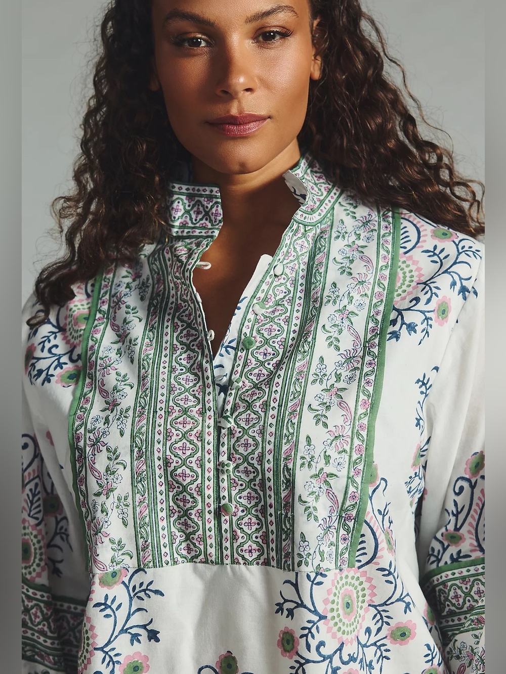 NWOT Anthropologie Sue Sartor Bangalore Tunic Top 1X White Floral Anthro Boho - Picture 4 of 15